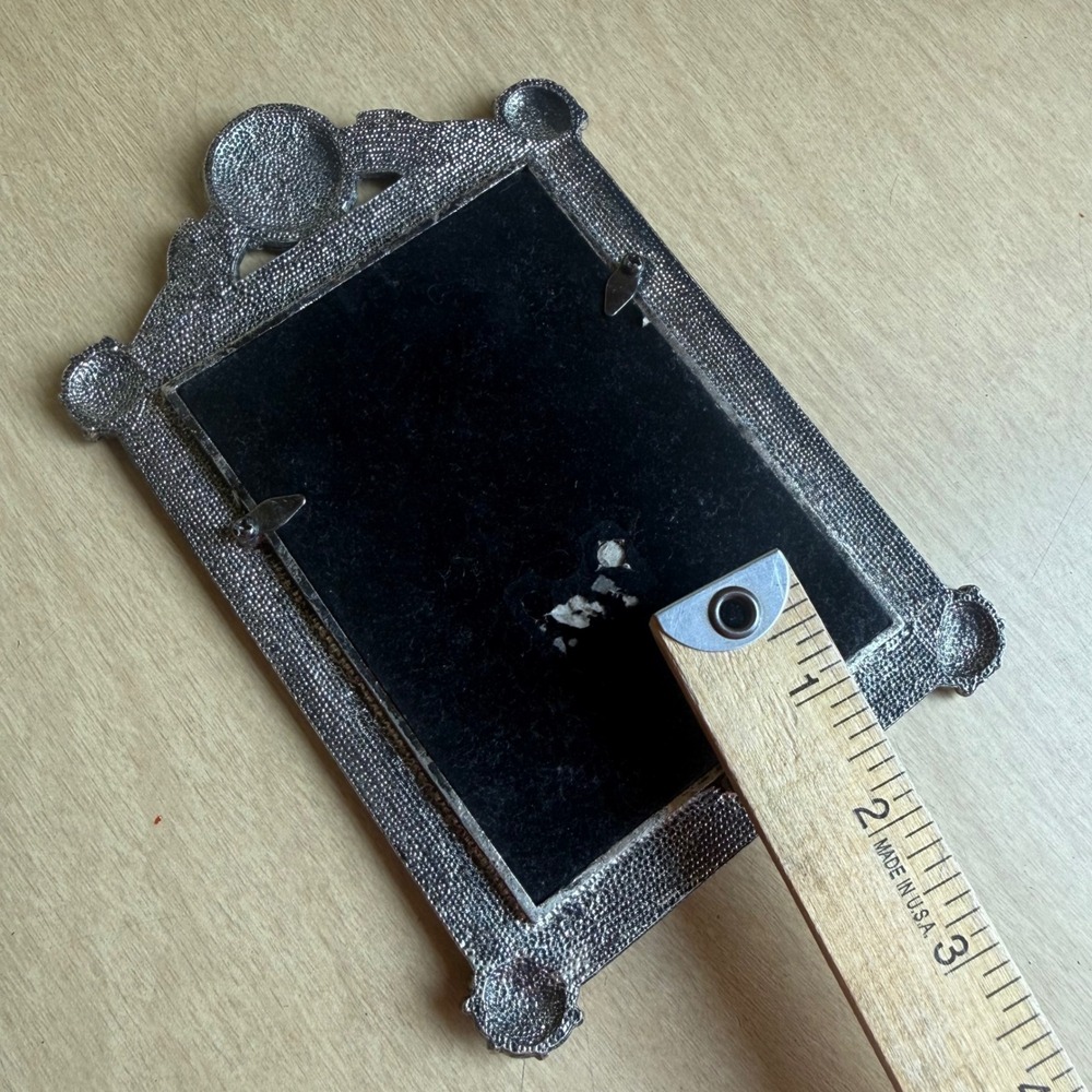 Picture Frame Unisex 3.5x5 Silver Black Jeweled Victorian Broken Back Stand - Picture 3 of 4